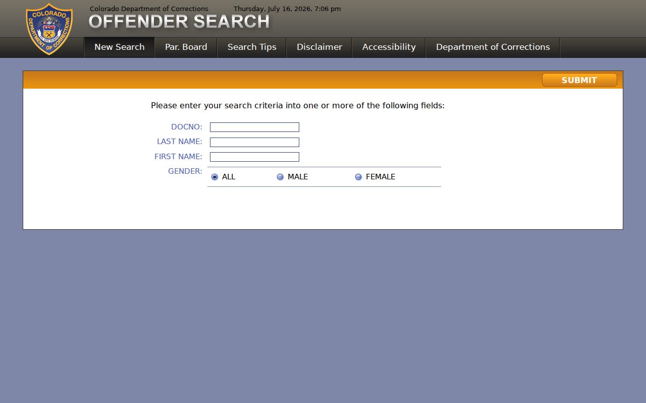 Pueblo County criminal history Colorado DOC offender search
