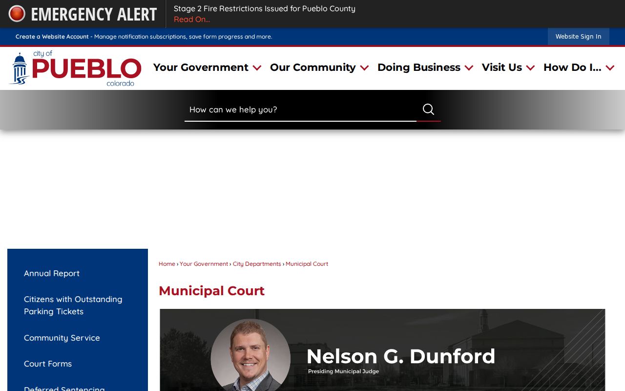 Official Pueblo Municipal Court information page
