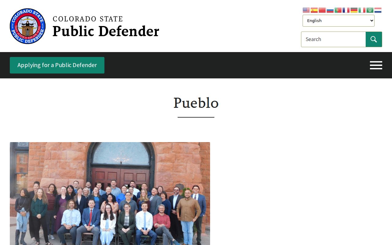 Colorado State Public Defender Pueblo regional office page