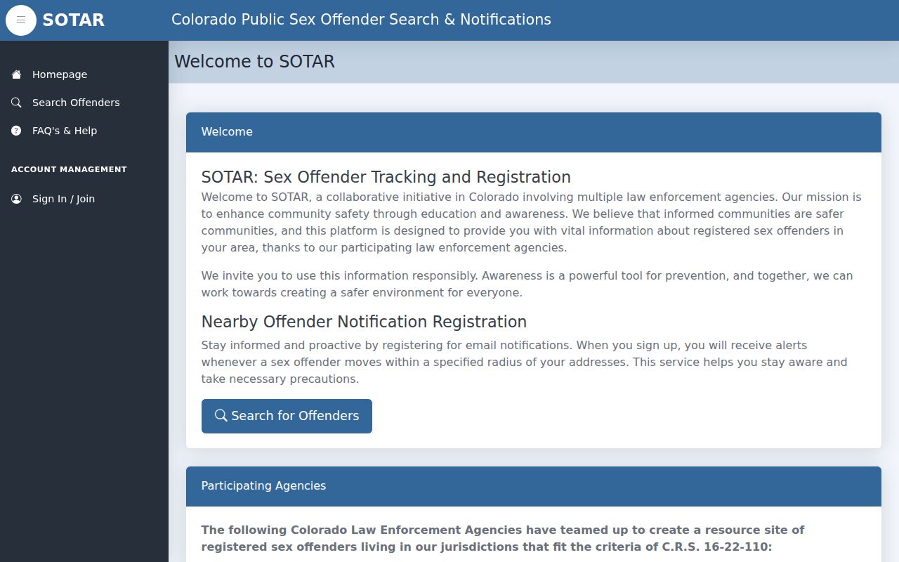 Pueblo County sex offender check SOTAR public search